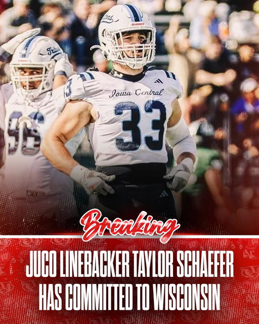 BREAKING: JUCO LB Taylor Schaefer from Door County, WI has committed to Wisconsin!

Schaefer chose Wisconsin over offers from Arkansas, Iowa State, Nebraska, and Purdue.