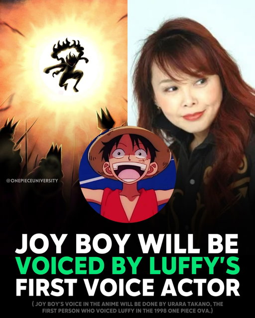 Before the release of the One Piece anime, “Take Down! The Pirate Ganzack” was the first anime adaptation of One Piece in 1998. It premiered in the summer of 1998 with a limited theatrical screening in Japan by Toei Animation. The voice actor who played Luffy in that OVA, Urara Takano, will now be voicing Joy Boy.