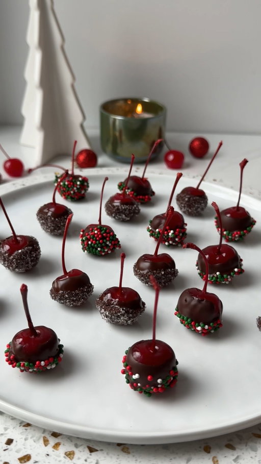Getting in the holiday spirit one boozy bite at a time. 🍒🎄

#darkchocolate #cherries #boozy #boozychocolatecherries #christmas #holidays