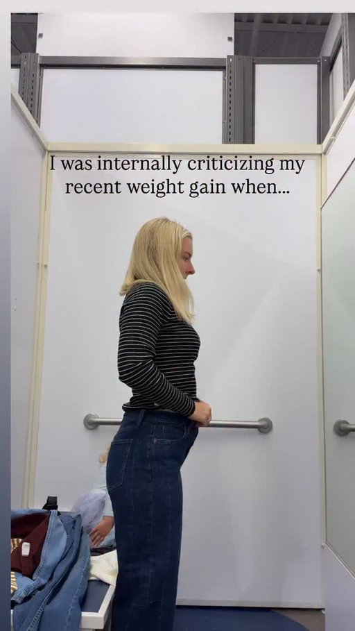 It’s not often talked about- pregnancy loss and dealing with weight gain, but without the happy ending to go along with it. My body feels different, my clothes are too small, and it’s been hard for me to accept this part.

Trying on clothes with my toddler heals a little part of me, because she doesn’t care about any of that. She just wants to know if it has pockets 😂🥹

Having a daughter, I’m so intentional about staying neutral when trying on clothes because I know she’s watching my reactions, hearing my words, learning how to speak to herself. I never comment about my body, but it doesn’t mean the thoughts don’t come. 

As I was internally upset about my body, and trying on clothes that are larger than what I was wearing earlier this year, I heard a little, “that’s gorgeous”!

Through the eyes of my toddler, either an outfit fits or it doesn’t, and the story isn’t bigger than that.

After I was done trying on clothes, she walked in front of the mirror and spun around *exactly* how I had just been doing. She smiled and said, “my outfit is cute!”

Our kids need to see women who accept themselves. And those women, can be us. ❤️
 
Thought I’d reshare this for a holiday reminder.

Who else is trying to heal their diet culture wounds through breaking the cycle for their kids?

And PS- buy pants that fit. It feels so good 😘