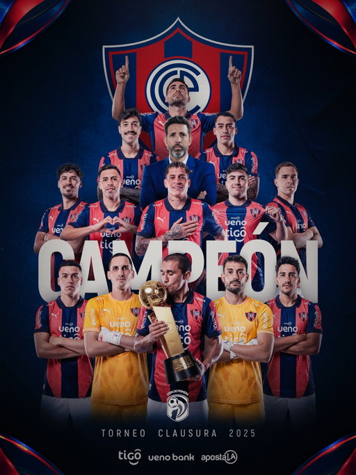 ¡El Ciclón ya salió 𝐜𝐚𝐦𝐩𝐞ó𝐧! 🌪🤩🥇

Saludamos al Club Cerro Porteño por la flamante obtención del Torneo #ClausuraAPF2025 🇵🇾 ¡La estrella N.°𝟑𝟓 ⭐ ya está en barrio Obrero! 

¡Felicitaciones, @ccp1912oficial 🔴🔵! ¡La #CopaDePrimera 🏆 es azulgrana!