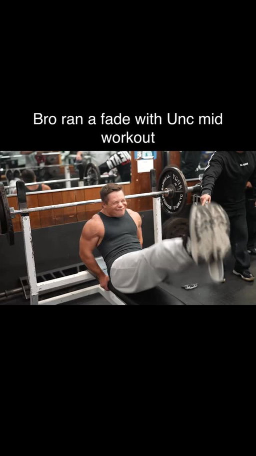 Bro challenged Unc to a fade mid workout #gym
