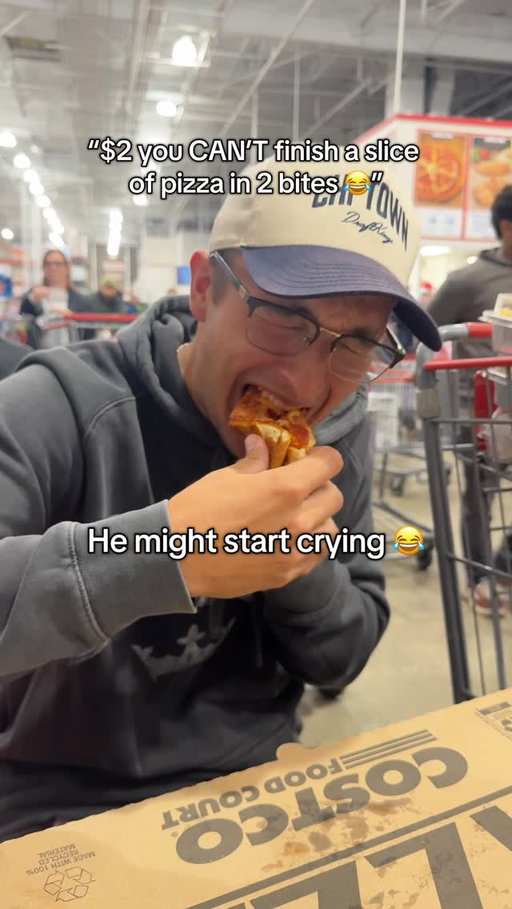 James can never eat in peace 😂 @hsb_james 

#pizza #food #foodie #challenge #costco #dkpartner