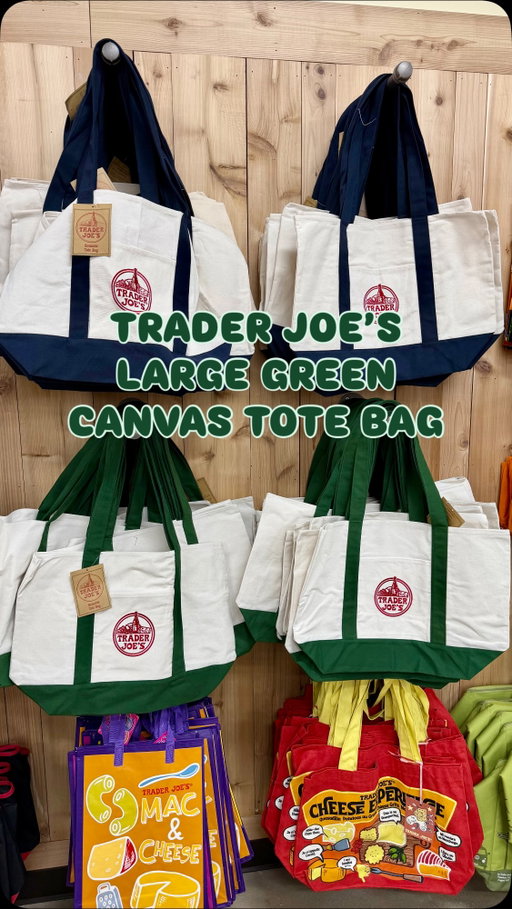 Run to @traderjoes for the $3.99 large green canvas tote bag! 

Tomorrow December 2 Trader Joe’s is releasing their large GREEN canvas tote bag 💚✅🌲

#traderjoes #canvastotebag #traderjoestotebag #greencanvastote #traderjoesfinds