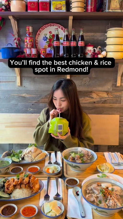 Found a chicken & rice spot in Redmond that tastes just like the ones I loved in Singapore 😭🔥 @ama_chickenrice does it right, super tender chicken, insanely fragrant rice, and a ginger chili sauce so good I’d buy it by the bottle. Pure comfort food heaven in every bite. 🍚✨ and that pork bone broth and Phnom Penh noodle soup, AMAZING 👩🏻‍🍳 💋 If I’m ever sick, hangover, even sad, I’d stop by here! But get here early cause they always have a line! 

📍A Ma Chicken Rice,
7405 168th Ave NE, Ste 140, Redmond, WA 98052