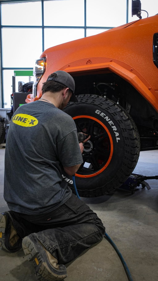 New boots for Brutus! 🦾🛞🌪️🛻 Stopped by LINE-X, our official truck customization partner, to mount up new rims and tires. Every upgrade on our chase truck starts here - unmatched protection, the best parts, and a pro crew that knows how to build for adventure.

@linexnorthamerica #LINEX #TornadoWatch #OfficialTruckCustomizationPartner