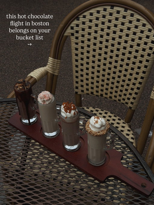 #2563 it’s officially hot cocoa season & this back bay institution is serving up their famous flights ~ are you going classic or spiked? #bucketlistboston