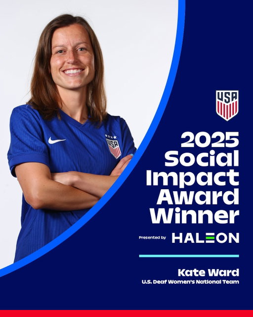 “She’s had an impact for all abilities in the USA. She is an advocate globally, worldwide she’s made an impact.” 🗣️

Kate Ward is the 2025 winner of the U.S. Soccer Social Impact Award Presented by @Haleon, celebrating her leadership with USA Deaf Soccer Association and as a foundational member of the #USdeafWNT 👏