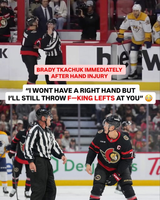 One hand, still will throw it 😳

Brady Tkachuk’s first thought after his broken thumb was to go after the Preds with his good hand 😅

(via @senators, h/t @everyday.sens)