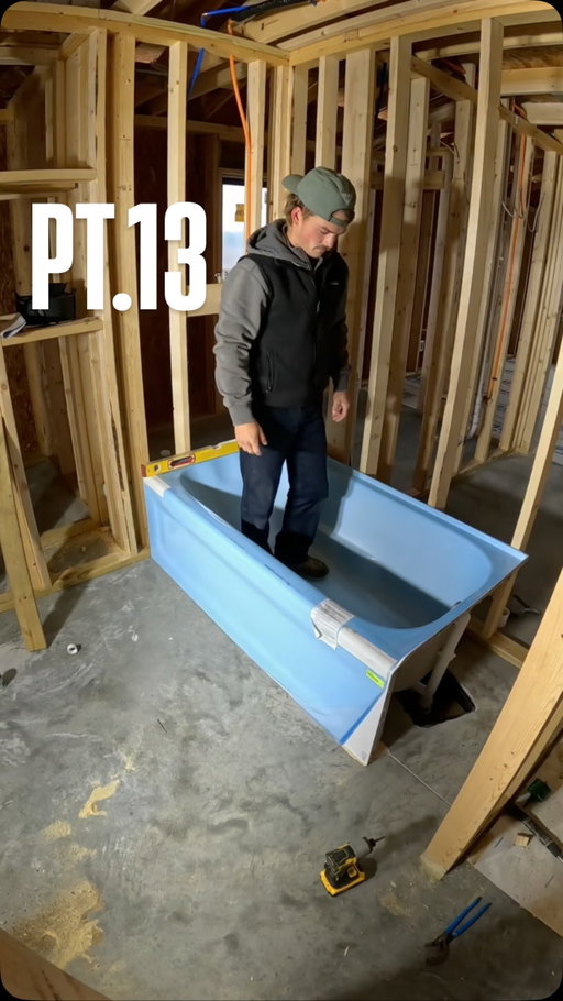 PT.13 Setting my 2nd-bath Tub/Shower #series #customhome #dıy #modernhome #plumbing