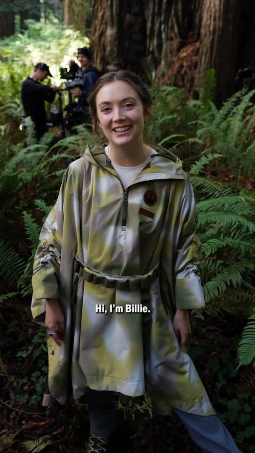 Billie Lourd carries on her love of Star Wars with her family by recreating Return of the Jedi moments with Columbia’s new line. Watch Return of the Jedi on @DisneyPlus.