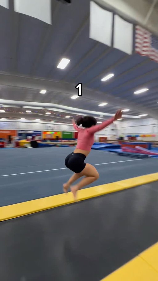 How many jumps to cross the trampoline! @britthertz @mmgymsisters