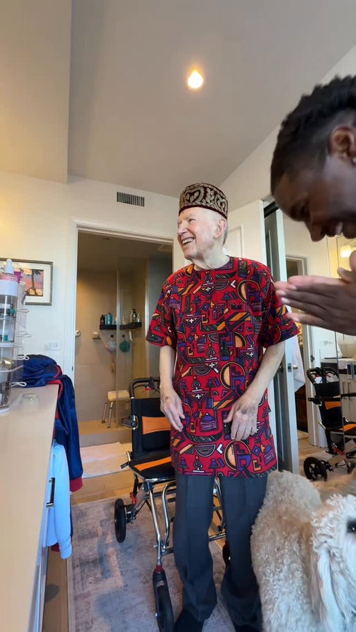 Frank is going to be 92 in a few months, and I decided to create a little bucket list for him. I would’ve loved to take him to Nigeria to experience my culture, but at his age, long trips aren’t possible—so I brought a piece of my culture to him instead, as a simple act of love, appreciation, and kindness. There’s no room for negativity on my page, only peace, love, and kindness. Next on the list is surprising Pippa, and I’ll share that video tomorrow morning so stay tuned. Thank you for your support. If you feel drawn to support, the link is in the bio. If not, your presence is already good enough. Be kind to one another.