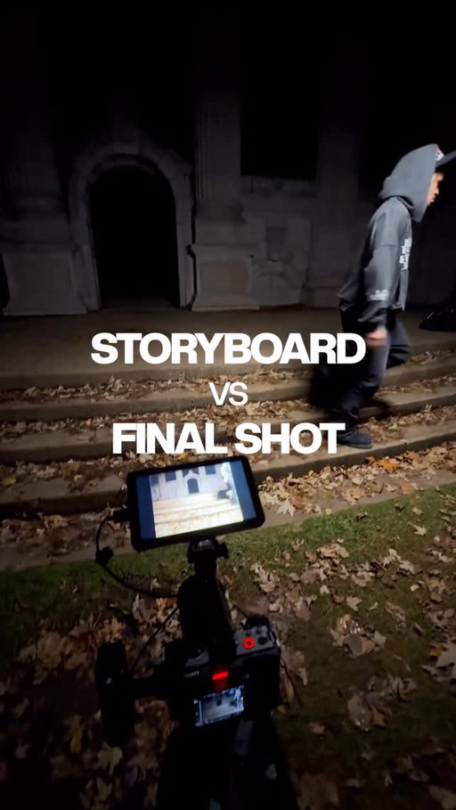 Storyboard vs final shot.
This is how I plan my visuals before stepping on set.
Seeing the concept on paper and then bringing it to life for the clothing brand is what makes the whole process feel intentional.
If you’ve been trying to level up your shoots, start by mapping out each frame. It makes the final result sharper and faster.

#storyboard #storyboarding #filmmakingprocess #cinematicshots #behindthescenes #creativeprocess