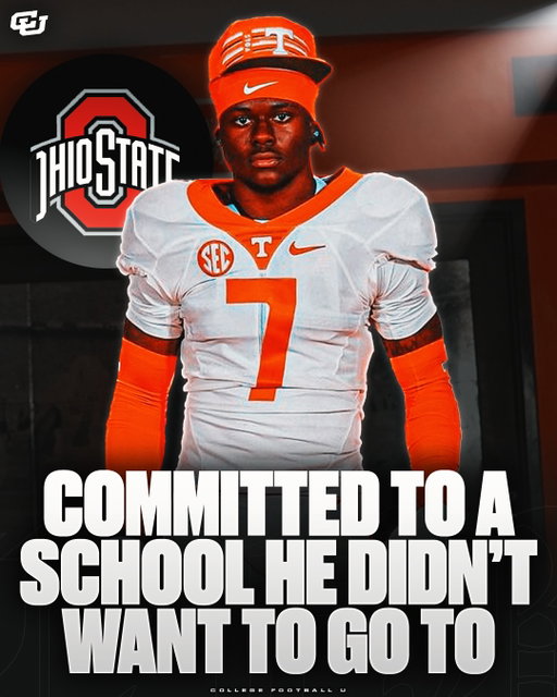 4-Star QB Legend Bey signed with Tennessee yesterday but he didn’t want to😬

The 17-year-old QB originally committed to Tennessee before decommitting in November, and all signs pointed to him flipping to Ohio State. But there was one problem… His family wasn’t on board.

His mom refused to sign his Letter of Intent to Ohio State because she wanted him at Tennessee… so he ended up being forced to commit to the Vols.

It gets even crazier: his entire signing-day table was Ohio State-themed, and he posted multiple Buckeye-leaning graphics on social media today, all of which have since been deleted now that he no longer runs his own account.

What an absolutely wild recruiting saga.