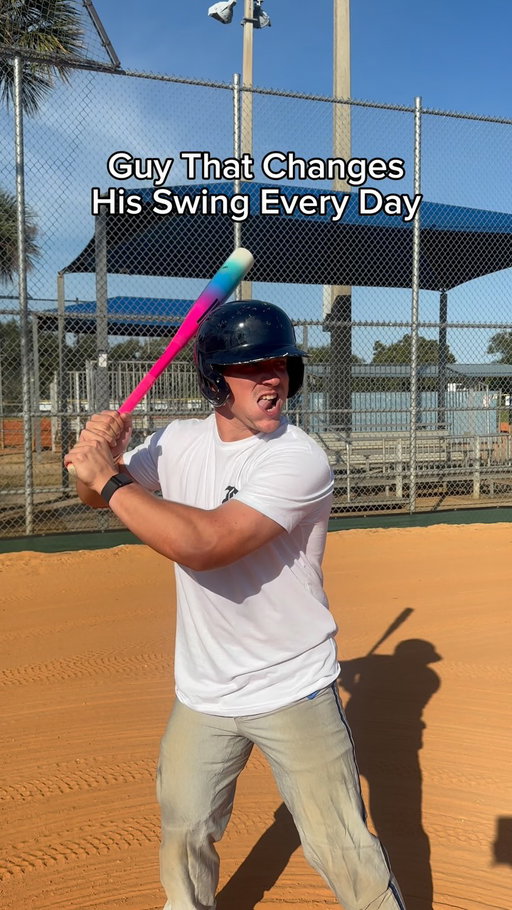 Guy That Changes His Swing Every Day 🤣 #baseball #comedy #viral #reels #funny #hitting #teammate