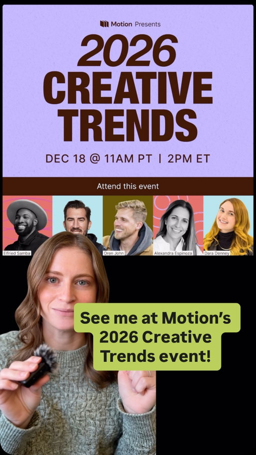 Your 2026 creative strategy starts right here.📍

Comment “MOTION” and I’ll send you a handy link to grab your free ticket!

I’m joining @orenmeetsworld, @daradenney, @elfriedsamba, @jackapplebyny, and more incredibly smart folks for a free virtual event with @motionapp_. 

We’ll each be sharing our top predictions for the world of social in the coming year, and you’ll walk away with a list full of formats and ideas to test. Grab your free ticket at the link in my bio!

January you is going to be very grateful to December you for attending. 🧠

#advertising #marketing #advertisingandmarketing #creativestrategy #marketingstrategy
