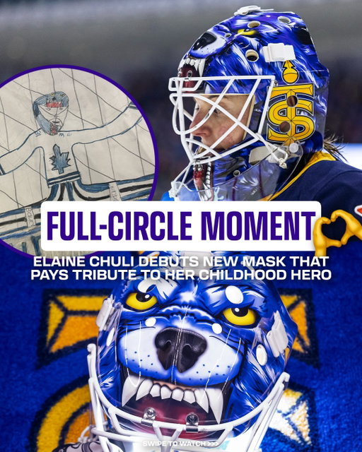 When your childhood hero becomes your biggest hype man 🥹

Elaine Chuli got her first @pwhl_sceptres mask designed to honor her favorite goalie, Curtis Joseph... and a special message she didn't see coming 👀