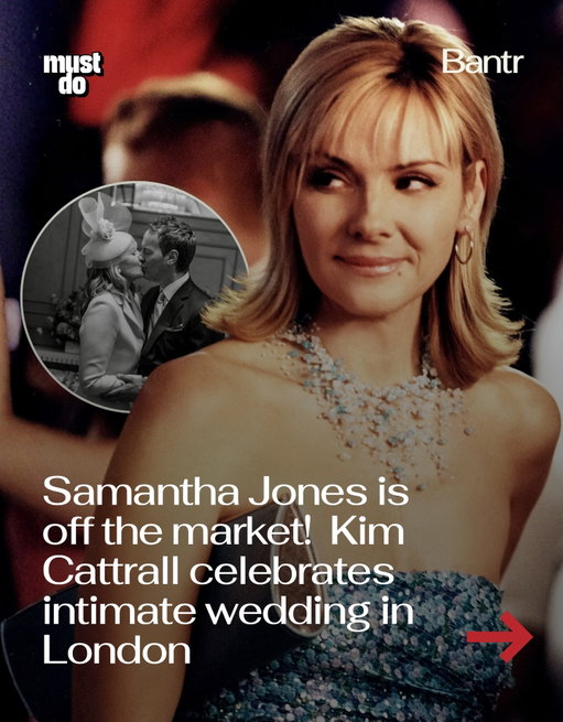 A love story nearly ten years in the making.

Kim Cattrall quietly married her partner Russell Thomas in a small ceremony at Chelsea Old Town Hall, wearing a Dior suit styled by Patricia Field herself. Just twelve guests, a Philip Treacy hat, and one very cinematic kiss.

They met in 2016 when she appeared on BBC Radio 4 to talk about insomnia.

He followed her on Twitter. She followed him back. The rest took care of itself.
For someone who once said she didn’t “see a real need” to get married again… time really does change everything.

Love this for her.

Media via Instagram

#bantrwomen #mustdolondon #sexandthecity #kimcattrall #celebrityweddings