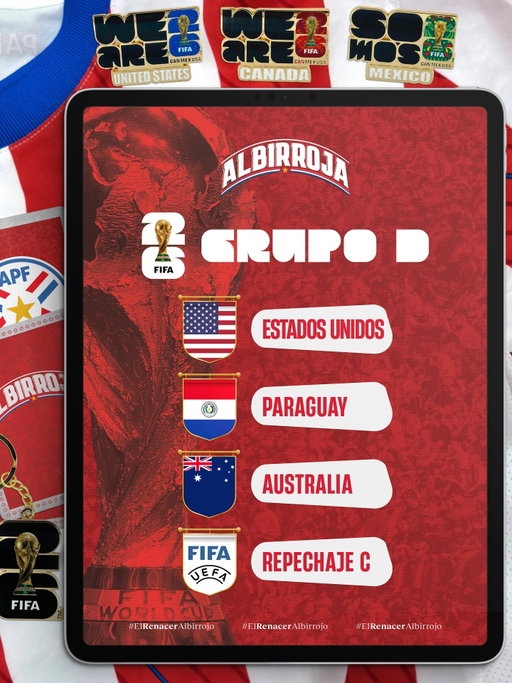 ¡La hoja de ruta en la máxima cita! 🏆2⃣0⃣2⃣6⃣

La #Albirroja ⚪🔴 será parte del grupo 𝐃 de la Copa Mundial de la FIFA 2026:

🇺🇸 Estados Unidos
🇵🇾 𝙋𝘼𝙍𝘼𝙂𝙐𝘼𝙔 
🇦🇺 Australia
🌍 Repechaje C 🇷🇴🇸🇰🇹🇷🇽🇰

🔜 Pronto se dará a conocer el calendario de partidos de la competencia.

#VamosParaguay 🙌