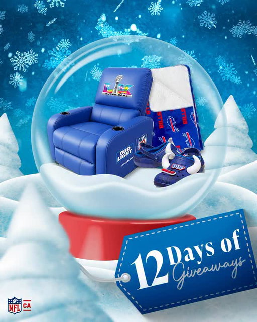 Your coziest game day setup awaits 🤗 

For Day 6 we’re giving away a Bud Light recliner chair, Gertex Bills blanket, and a pair of Bills Crocs! 

To enter: 

1. Must follow @NFLCanada & @BudLightCA, & @bygertex
2. Like this post, 
3. Tag your bestie
4. Comment your favourite comfort food!

Full T’s and C’s are linked in our bio!