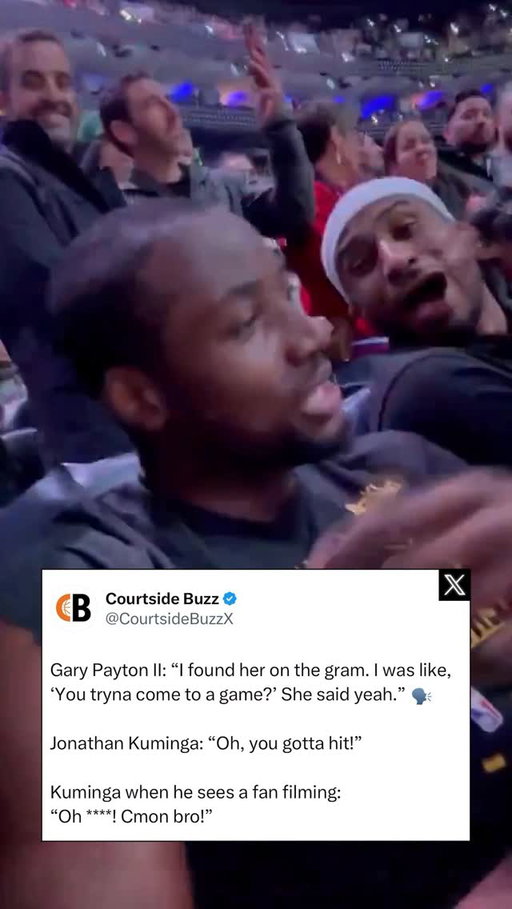 Gary Payton II: “I found her on the gram. I was like, ‘You tryna come to a game?’ She said yeah.” 🗣️

Jonathan Kuminga: “Oh, you gotta hit!” 

Kuminga when he sees a fan filming:
“Oh ****! Cmon bro!” 

Via. @AJ_199678/TT