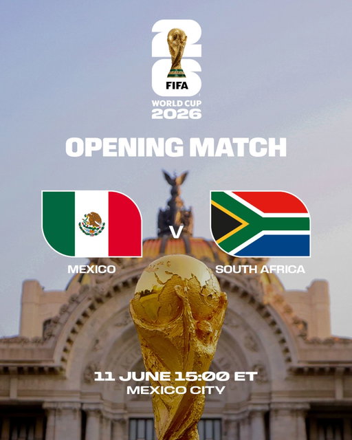Confirmed! ✅

The opening match of FIFA World Cup 2026 will be a repeat of the 2010 tournament’s opening fixture: Mexico vs South Africa! 🏆