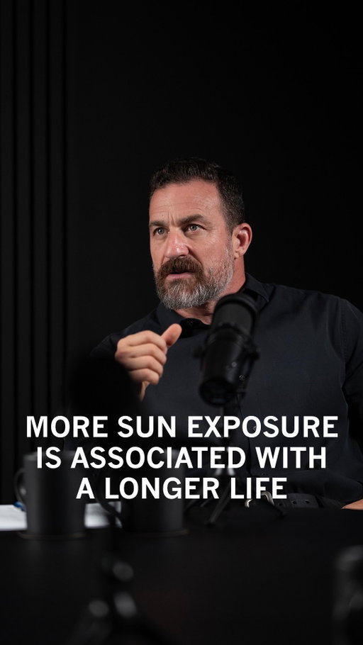 MORE SUN EXPOSURE IS ASSOCIATED WITH A LONGER LIFE •
-
Comment SUN & I’ll DM you a link to the full conversation.
-
First things first. Don’t get sunburned. 

Also, excessive sunlight exposure will accelerate aging of the skin. (again, don’t get sunburned! The sunburn reflects excessive sunlight exposure.)

A physical barrier like a shirt, etc., or mineral based only sunscreen (zinc oxide) is your best bet to avoid excessive UV exposure from a cream. 

People will argue that chemical based sunscreens can be OK but after having spoken to many dermatologists, including Derm ONCOLOGISTS and endocrinologists it’s clear that’s best to avoid the chemical based sunscreens. Also, the mineral based ones are not inferior in any way. 
-
With that now said, it’s very clear that getting more sunlight, especially when the sun is low in the sky (early and later in the day; which is when the UV index is low) is beneficial for mitochondria in every single one of your tissues: eyes, skin, for hormone health, and yes, also for longevity.
-
People argue that being outside usually means people are exercising more, etc. but a number of those variables have been controlled for in the studies referred to here. 

Wildly, one study even concluded that smokers who get a lot of sunlight do better longevity-wise than those that don’t get sunlight. But please don’t smoke (or vape)! Definitely increases your risk of cancer. 
-
Also recovery from illnesses of all kinds can be accelerated with exposure to long wavelength light of the sort from sunlight, red and infrared lights.
-
My guest on the Huberman lab podcast this last week was Dr. Glen Jeffery, from University College London. I’ve known him since the 90s as a premier researcher in vision and neuroscience, but in recent years, his laboratory has led the way in discovering the ways in which different wavelength of light can be used to improve mitochondrial health.
-
You can find the episode by going to hubermanlab.com. It’s there on all platforms.
-
Put any questions or comments you have below and as always, thank you for your interest in science!
-
@stanford @stanford.med 
-
#science