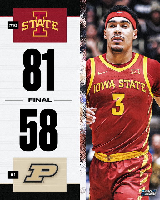 NO. 10 IOWA STATE KNOCKS OFF NO. 1 PURDUE 😳

The Cyclones rout the Boilermakers in Mackey Arena 🌪️