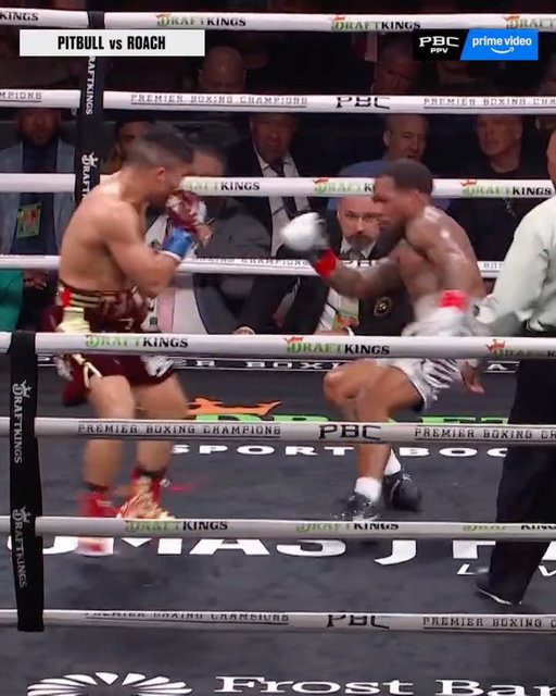 With a lethal left hook @IsaacPitbullCruz gives Lamont Roach the first KD of his career.

📺 Order #PitbullRoach  on @PrimeVideo NOW!