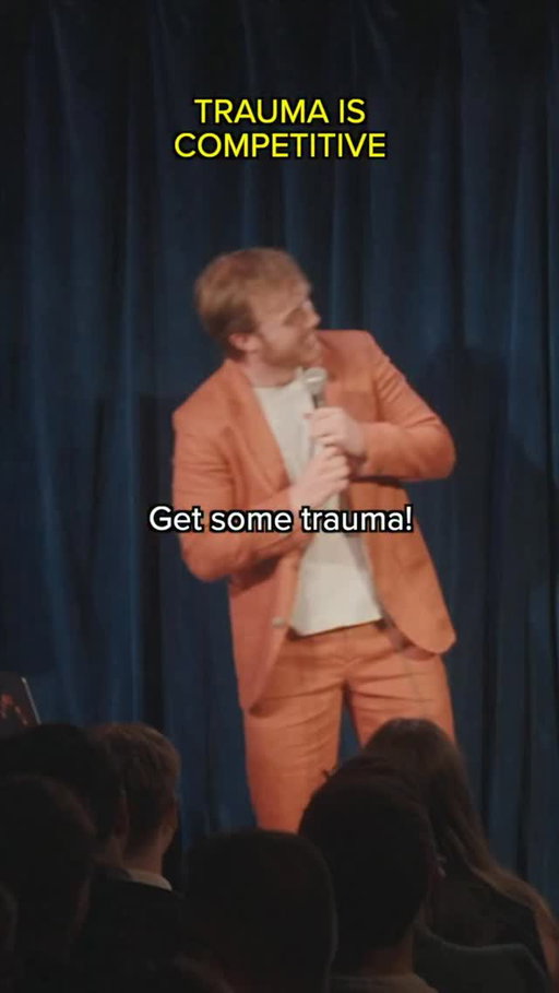 A routine about people who one-up others in conversations about trauma. (Before everyone comments saying I’ve ripped off that Monty Python sketch, the full version of this joke is in my special ‘Aura Farmer’ on YouTube! I have a quip about the smug people that love to point that out.) #standupcomedy #therapy #trauma