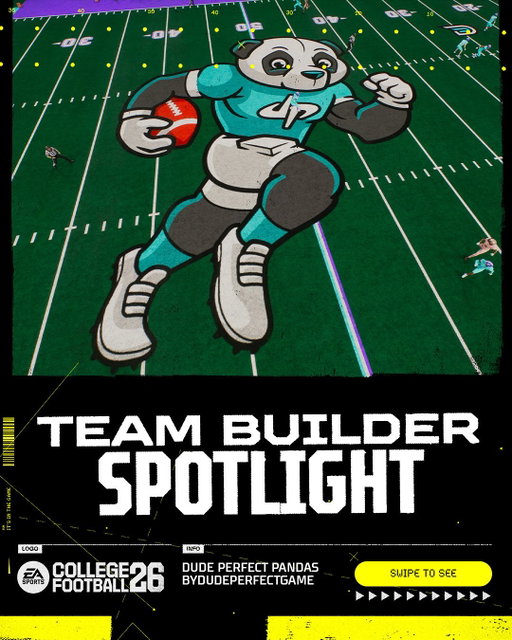 🔥 Team Builder Spotlight time!

Meet the Dude Perfect Pandas. Trick shots, welcome to the gridiron.

Who’s loading up the Pandas? 🐼🏈 #CFB26