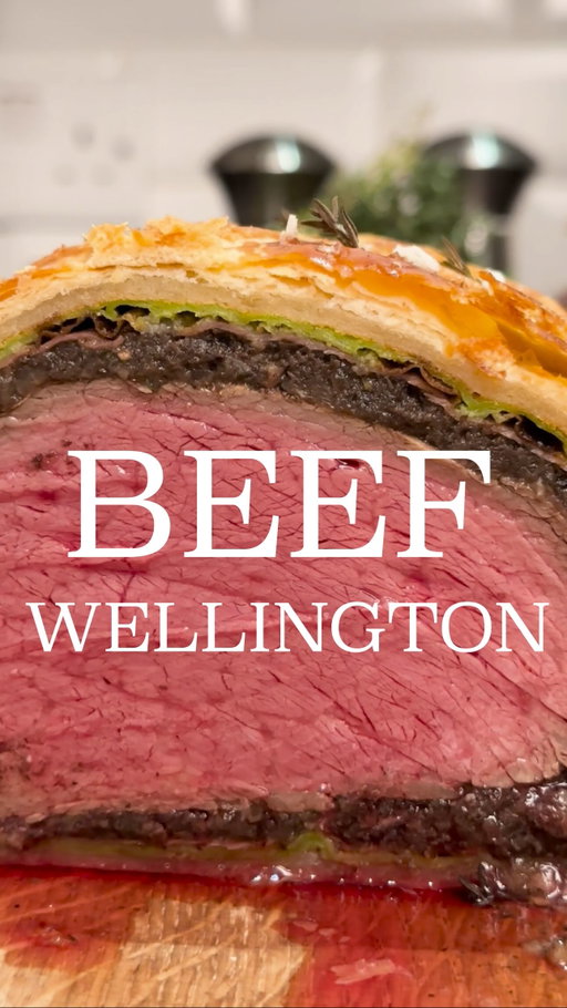 BEEF WELLINGTON / RED WINE JUS 🥩🍷

You all loved this video last Christmas, so here it is again! A favourite festive centerpiece: Beef Wellington! Perfect for Christmas, this version features a 1kg beef fillet, a rich chestnut and mushroom duxelles with a hint of truffle oil, and golden puff pastry topped with a thyme-studded lattice. It’s paired with a rich, silky red wine jus for an unforgettable main dish. Full recipe below:

Prepare the beef: Sear a 1kg center-cut beef fillet in the Campden Low Casserole Pot until golden on all sides (1-2 min per side). Cool, then brush with mustard.

Make the duxelles: In the same pot, cook 2 diced shallots in 30g butter and 2 tbsp truffle oil until softened. Add 500g finely chopped mushrooms, 100g finely chopped chestnuts, finely chopped thyme, rosemary and garlic. Cook until all moisture evaporates and cool.

Spinach crepes: Blanch 100g spinach and refresh in ice water. Blend spinach with 150g milk, then whisk into 2 eggs and 100g plain flour. Cook 4 thin crepes in a non-stick pan and cool.

Assemble: On cling film, lay the crepes flat, overlap with 8 slices of prosciutto, and spread duxelles to 0.5cm layer. Roll tightly around the beef using cling film, chill to set. Wrap the beef in puff pastry, add a lattice top (using a lattice cutter), and brush with egg wash. Garnish the gaps in the lattice with sprigs of thyme

Bake: Bake at 200°C for 30 minutes. Rest for 15 minutes.

Red wine jus: Roast 1kg beef bones, 2 marrow bones, 500g beef offcuts, and 4 shallots at 220°C until browned - around 30 mins. Add to a Campden Saucepan and add 500ml red wine, and bring to boil. Then add 1l water, thyme, rosemary, bay leaves, and peppercorns. Simmer for 3-4 hours, strain, and reduce to a silky jus that coats a spoon. Season to taste.

Slice the Wellington (1.5 inches), serve with jus, and enjoy this show-stopping dish!

#beefwellington #beef #christmas #recipe #steak #christmasdinner