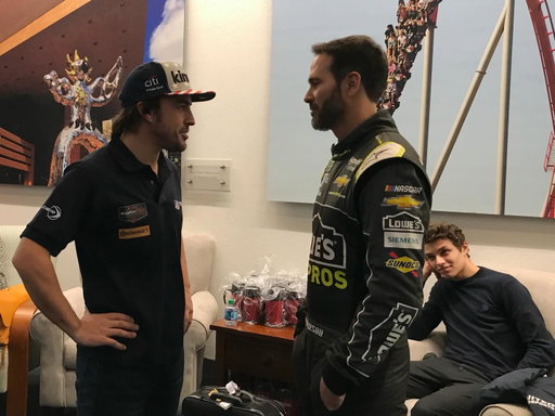 Two things standout from this convo in 2018… @fernandoalo_oficial interest in a car swap and the kid on the couch would be a world champion.