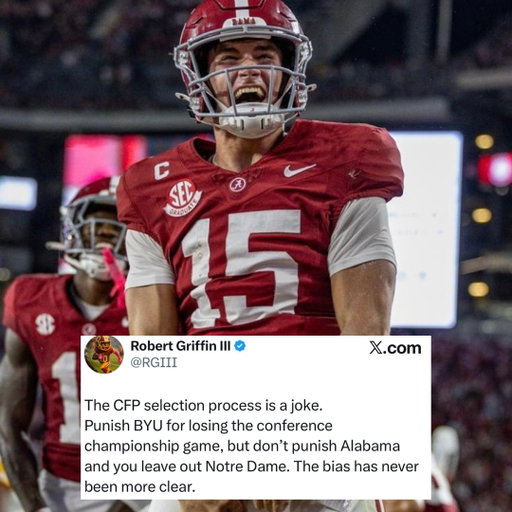 The College Football Playoff selection process is an absolute joke.

The way the College Football season shaped up, the CFP Committee had an opportunity to do the most right thing with the smallest backlash. 

Alabama and BYU getting blown out in their conference championship games opened the door to put both Notre Dame and Miami in. 

Instead they dropped the ball and punished BYU for losing, didn’t punish Alabama for losing and then flipped Notre Dame and Miami despite neither of them playing a game. 

None of it makes sense. 

They did the thing that would give them the most backlash just to have 5 SEC teams in the playoff.

That makes everyone question the integrity of the process and rightfully so.

#football #CollegeFootball #CFP #collegefootballplayoff #RG3 #Alabama #SEC #BYU #NotreDame #Miami #outtapocket