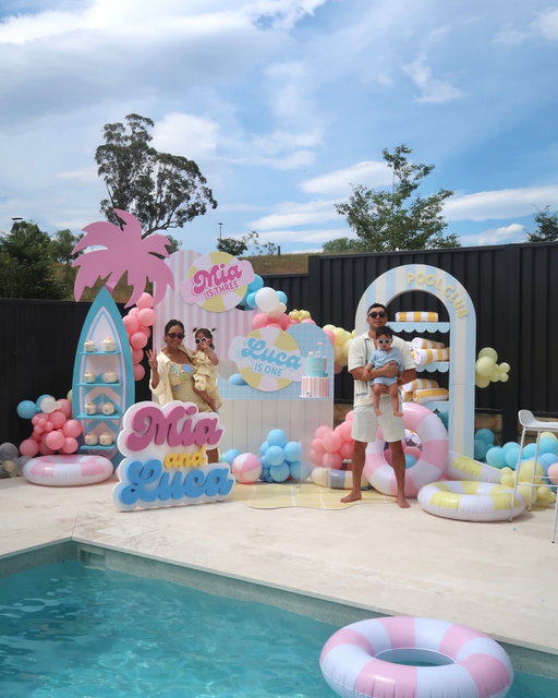POV: A babies birthday party better than ours(?!)

Client | @linda_mua 
Content | @socialsainte 
Stylist & on the day coordinator | @jessicaanitaevents 
Backdrop & Balloons | @bespoke_dsa 
Hire furniture | @simply.seated 
Soft Play | @zoelle_playhire 
Gelato Cart | @pullnshots_events 
Bar | @shotbartending 
Kids table & chairs | @tinytotseventhire 
Kids stationary | @summerprintparty 
Bespoke cushions | @bespoke.design.hut 
Bar signs | @loveacrylicau 
Pool float | @styroboss_props 
Coconuts | @kayter_co 
Pizza | @pizzarocco
Cake | @blissfulcakes_byan
Florals | @wanderlustblooms