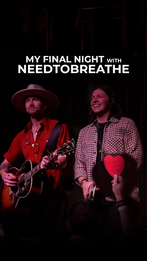 After more than 2 decades, last night it was time to say goodbye to @needtobreathe. I can’t think of a better place to do it than Knoxville. Two shows in one day, surrounded by friends and family.

To my fans, you showed up so loudly. I was overwhelmed in the best way. Every sign, every heart, every lightning bolt means the world to me. I saw it all. I felt it all. My heart is full this morning. What a beautiful finish.

I’m excited to watch the next chapter of NEEDTOBREATHE unfold, this time from the other side of the stage... as a fan. Grateful doesn’t even begin to cover it. 🙌