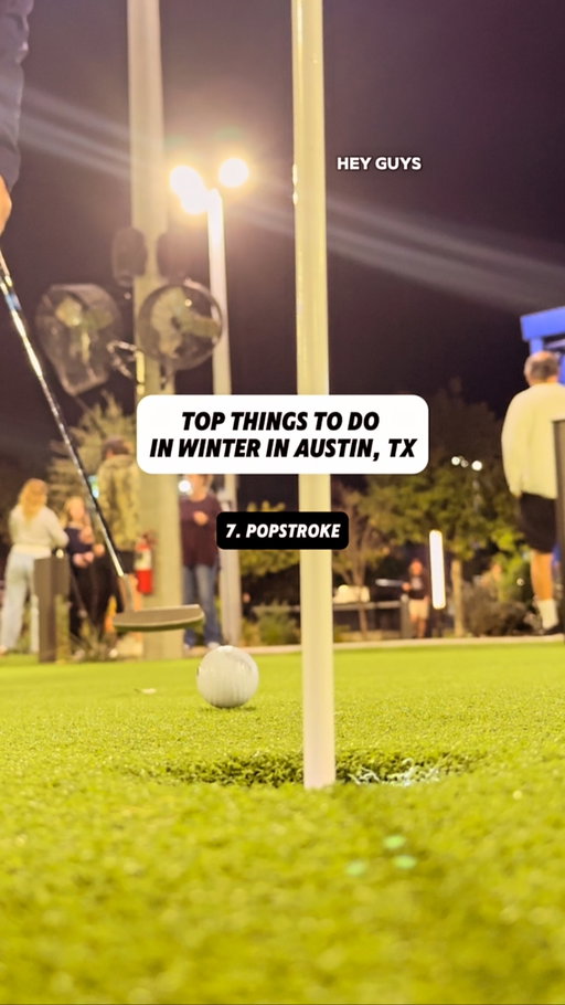On this episode of top things to do in winter in Austin, TX, we go visit @popstroke ! This location features Two 18 hole courses. Day passes and monthly passes. A full scratch kitchen (the burger and milkshakes were my favorite items). Volleyball court and Esports room. Great activity for all ages! #atx #PopStrokePartner #popstroke