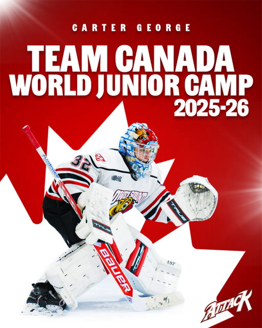 Carter George is headed to World Juniors Camp to represent Team Canada! @hockeycanada  announced this morning the official training Camp ahead of the World Junior Championships. #AlwaysAttack 

Full story located on Attack website.