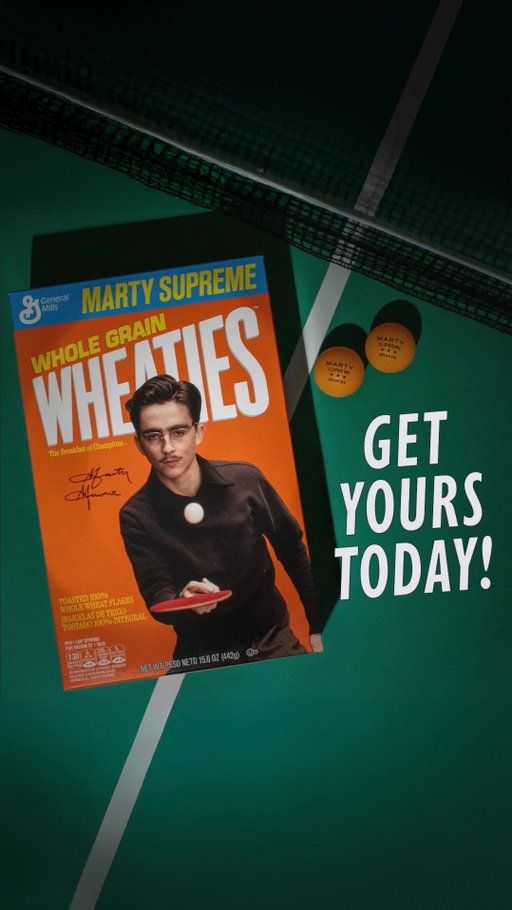 Breakfast of champions. Limited edition Marty Supreme Wheaties Box now in the A24 Shop and on wheaties.com.