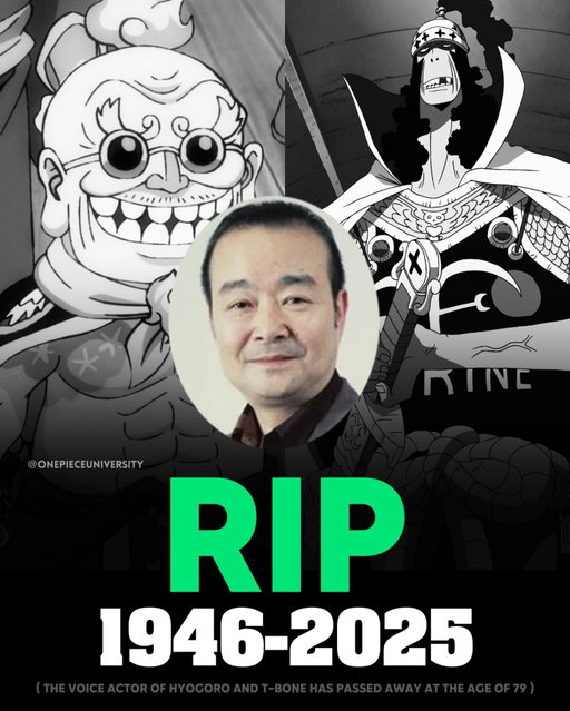 Anime voice actor Tomomichi Nishimura, known to many One Piece fans for voicing T-Bone, Miyagi, Hyogoro, and several non canon characters, passed away on November 29 at the age of 79 due to illness. He also delivered unforgettable performances across other major series, including Coach Anzai in Slam Dunk, Ōhnoki in Naruto, and the narrator in Yu Yu Hakusho, as well as voicing M. Bison and Akuma in the Street Fighter games. A remarkable talent who left a lasting impact on the anime world. Rest in peace.