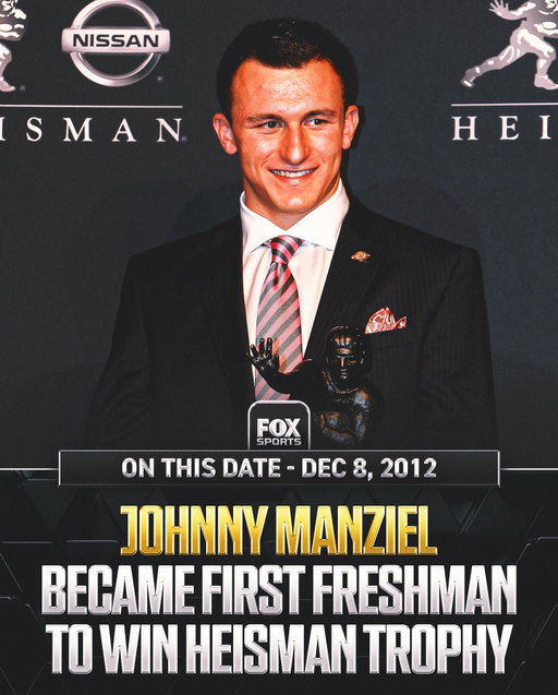 13 years ago today, @jmanziel2 made Heisman history. 

Where does Johnny Football’s 2012 season rank all-time?