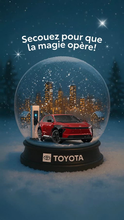 Secouez pour que la magie opère! ❄️ Les saisons brillent avec plus d’éclat lorsqu’elles sont électrifiées. Joyeuses Fêtes de la part de Toyota Canada.

IA créée.