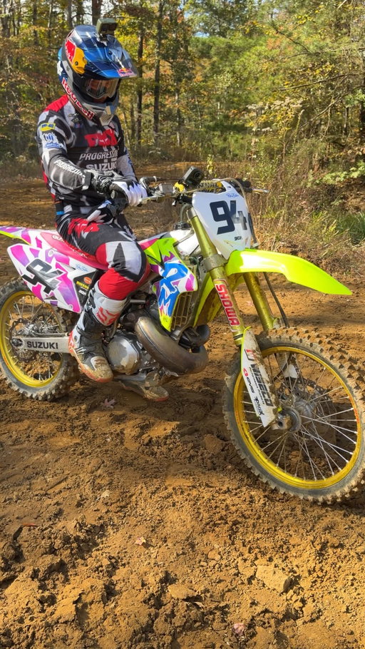 Dropping tomorrow on my YouTube 🔥 We take ERA’s to Pastranaland, and fire up the legendary RMZilla 500. @kenroczen94 vs @travispastrana vs me throwing down for the best lap time. @redbullmotorsports @redbull #2stroke #RMZilla #RM500