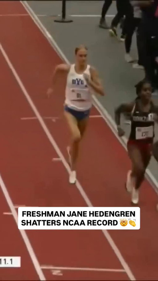 BYU Freshman, Jane Hedengren, shatters the NCAA record, finishing a full eight seconds ahead of the previous mark 🤯

Women’s Indoor 5000M: 14:44.79

#NCAATF x 🎥 FloTrack