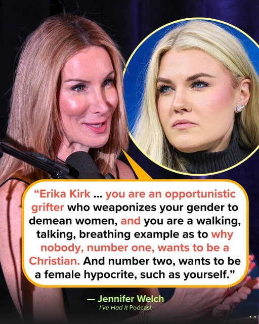Jennifer Welch just she went innnn on Erika Kirk in her I've Had It podcast (and didn't miss ONE beat). She even went in on Erika's bump-it, evangelical hairstyles. 😭 Link in bio for more 👆

📷: Getty Images
