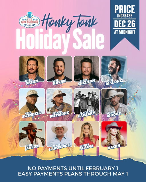 Get ready for another amazing year of @ccmflive! 🙌 Will you be joining us in Myrtle Beach, SC, June 4-7, 2026? Get your tickets to see Post Malone, Blake Shelton, Luke Bryan, Riley Green, Tucker Wetmore + more at www.ccmf.com. 🤠