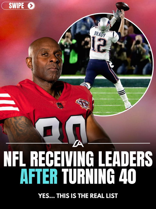Jerry Rice is in his own universe. By age 40, most NFL players are long retired… but Rice was still out there looking like a WR1.

Here’s how wild it gets: Only 4 players in NFL history have caught a single pass after turning 40. Tom Brady is actually 2nd on the all-time list… with 6 yards. Mercedes Lewis? 2. Brett Favre? He’s listed at –2. And Jerry Rice? He had 185 catches and 2,500+ yards in his 40s.

It’s one of those stats that doesn’t even sound real. But that’s what made Jerry Rice different...