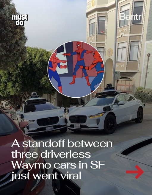 Only in San Francisco. 

A TikTok from @chii_rinna that’s now hit millions of views shows three Waymo robotaxis stuck on a dead-end street, blocking each other, and a neighbor, in what she called a full “Waymo standoff.”

Waymo says two cars made low-speed contact during a multi-point turn before a worker arrived to clear the scene.

Follow @readbantr and @mustdosf for more moments like this.

Media via @chii_rinna on TikTok