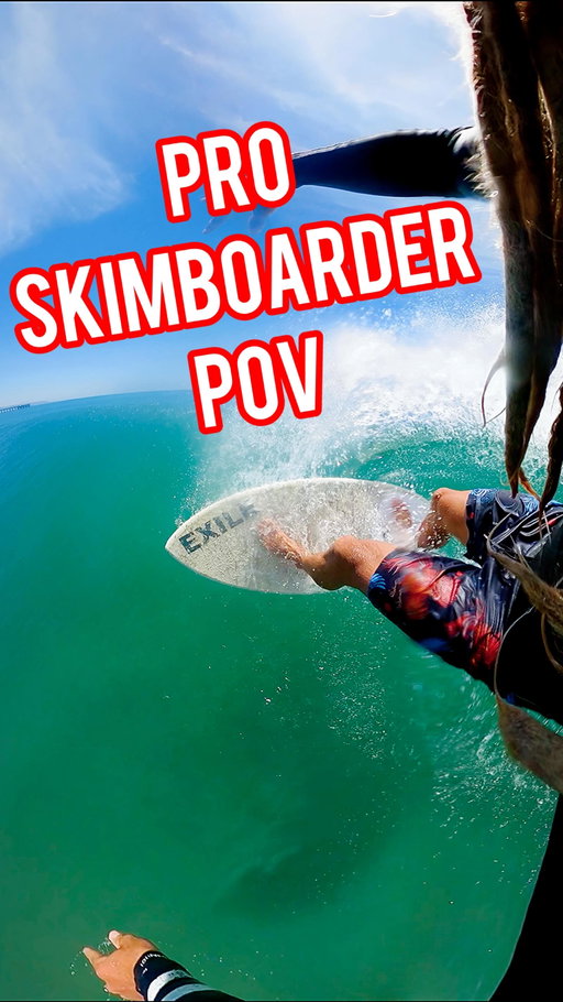 POV: Waiting for a wave and then finding one on a skimboard.